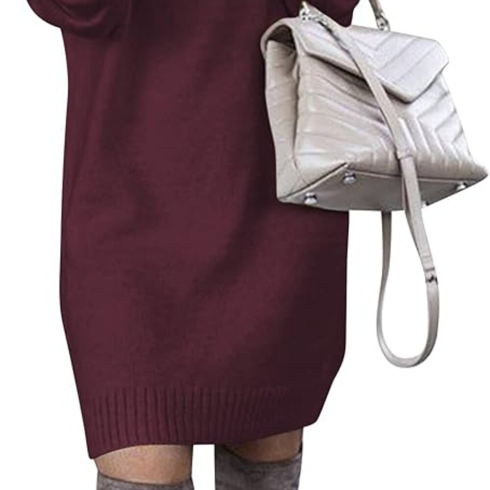 NWT - Senfure Turtleneck Sweater Dress - Oversized size L Burgendy